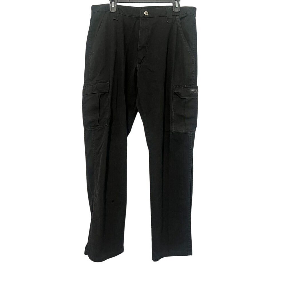 Wrangler‎ Mens Black Cargo Pants 36X32 100% Cotton Casual Workwear